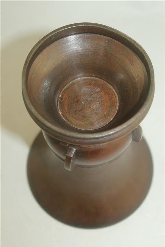 A Chinese bronze beaker vase, Gu, late 19th / early 20th century, 19cm